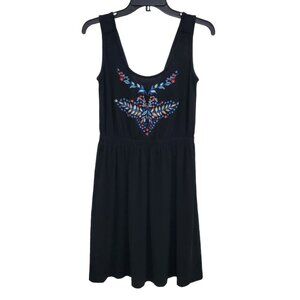 OC by Oleg Cassini Women's Black Embroidered Moth Sleeveless Cottagecore Dress 2